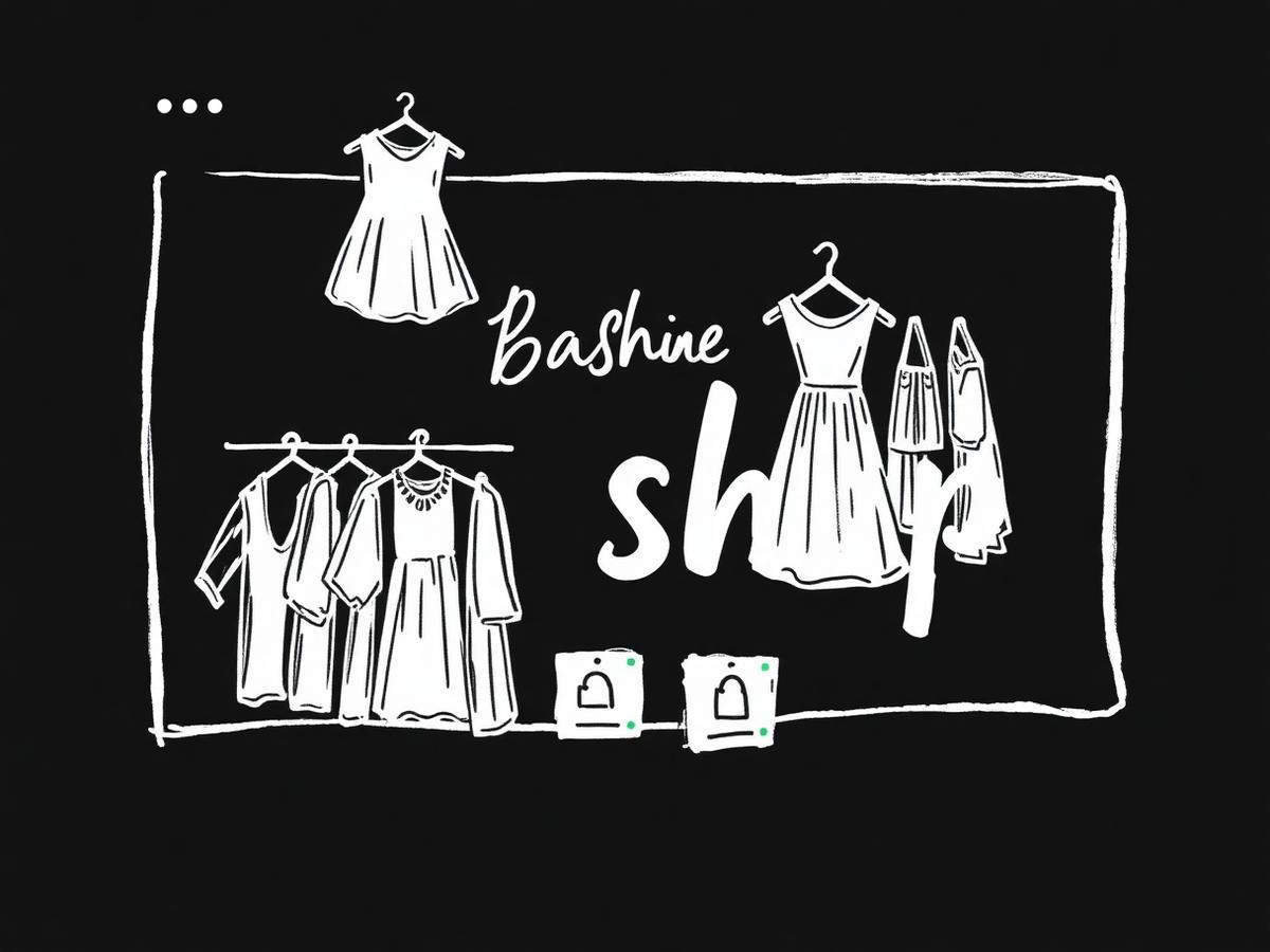 Getekende schets van een fashion-boutique webshop